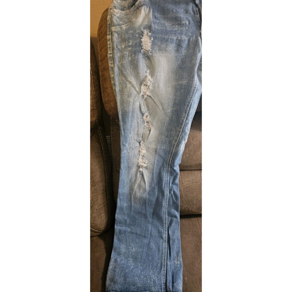 Ariya Jeans Womens 13/14 Bali Low Rise Bootcut Distressed Flex Denim Blue - Picture 3 of 11